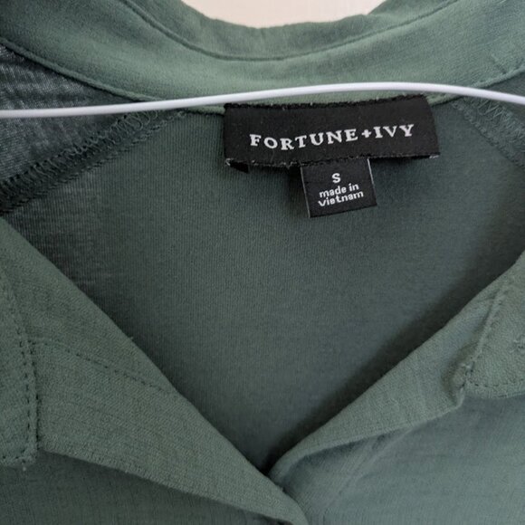 Fortune and Ivy womens green button down blouse short sleeve size S - Picture 2 of 3